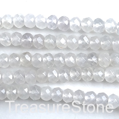 Bead, white agate, 6x8mm faceted rondelle. 15-inch, 62pcs
