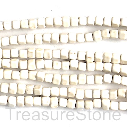 Bead, white turquoise, 4mm cube. 15.5 inch, 92pcs