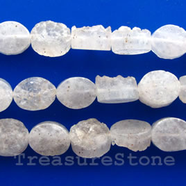 Bead, white druzy agate, hand-cut flat oval, 20x30mm. 16-inch - Click Image to Close