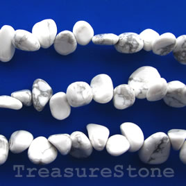 Bead, white howlite, top-drilled, about 8x12mm, 16-inch strand