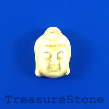 Bead, white turquoise, 29x21mm Buddha Head. Each.
