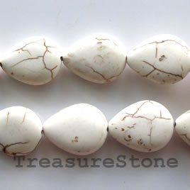 Bead,white turquoise, flat teardrop, 21x25mm. Sold per 16-inch