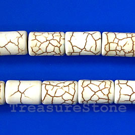Bead, white turquoise, 8x12mm tube. Sold per 16 inch strand