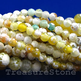 Bead, agate (dyed), yellow, 8mm faceted round. 14.5-inch strand.