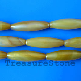Bead, agate (dyed), yellow, 12x40mm oval. 16-inch strand.