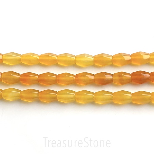 Bead, yellow agate(dyed), ridged tube, 8x12mm, 16-inch, 33pcs
