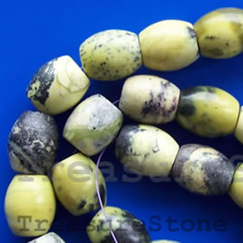Bead, yellow turquoise, 12x14mm drum, 16-inch strand.