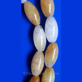 Bead, yellow quartz, 10x20mm oval. 15.5-inch, 20pcs
