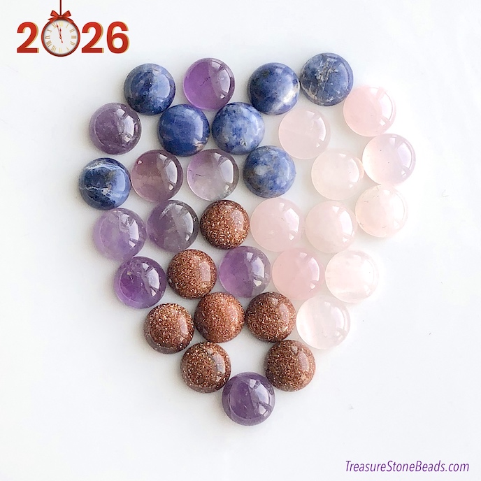 Cabochon, Amethyst, 10mm round. Pack of 2.