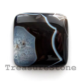 Cabochon, black sardonyx, 30mm square. Sold individually.