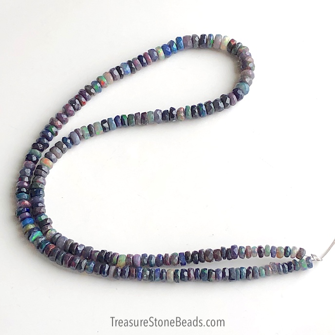 Bead, Ethiopian Black Opal, 4mm to 5mm faceted rondelle, 16"