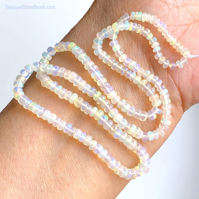 Bead, Ethiopian Opal, 3.2mm to 4mm rondelle, 16-inch strand