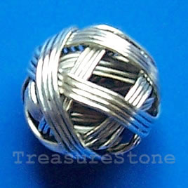 Bead, antiqued silver-finished, 13mm. Pkg of 10.