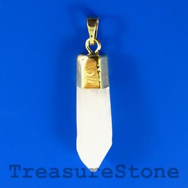 Pendant, clear crystal quartz. 12x40mm. Sold individually.