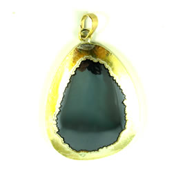 Pendant, gold-plated hematite, 36x45m. Sold individually.