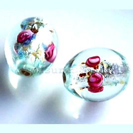 Bead, lampworked glass, 10x15mm oval. Pkg of 4
