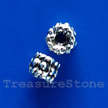 Bead, silver-finished, nickel-free, 4mm tube. Pkg of 25.