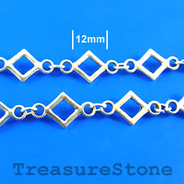 Chain, pewter, antiqued silver-finished, 12mm. Sold by meter.