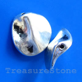 Bead, antiqued silver-finished, 12x13mm. Pkg of 10