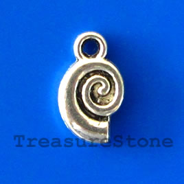 Charm, silver-plated, 7x10mm snail. Pkg of 18.