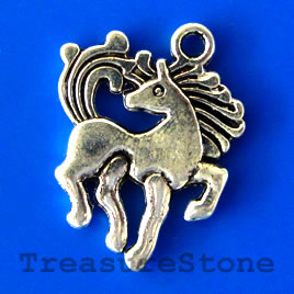 Pendant/charm, silver-finished, 20mm horse. Pkg of 6.