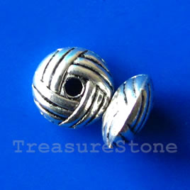 Bead, antiqued silver-finished, 10x5mm saucer spacer. Pkg of 12.