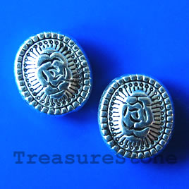 Bead, antiqued silver-finished, 10x12x4mm. Pkg of 10.