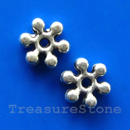 Bead, antiqued silver-finished, 8x2mm daisy spacer. 15pcs