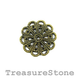 Charm/Pendant/connector, brass-plated, 23mm filigree. Pack of 8.
