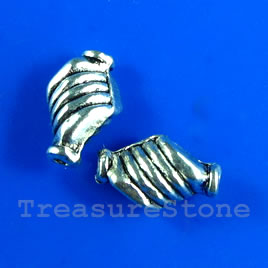 Bead, antiqued silver-finished, 7x10mm twist. Pkg of 15