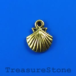 Charm, gold-finished, 12mm shell. Pkg of 15.