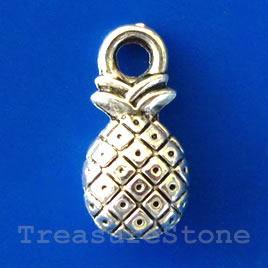 Charm/pendant, silver-plated,7x10mm pineapple. Pkg of 15.