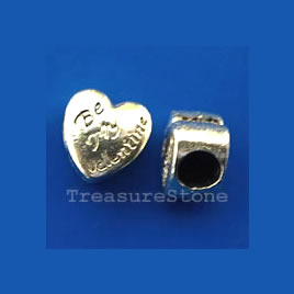 Bead, heart, Be My Valentine, large hole, 10x7mm. pkg of 8.