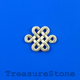Charm/link, silver-colored, 12x15mm knot. Pkg of 12.