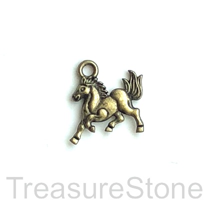 Charm, silver-finished, 13x14mm horse. Pkg of 12.