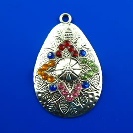 Pendant, silver-finished, 46mm with crystal. Each.