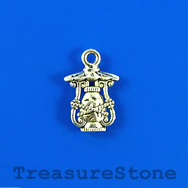 Charm, silver-finished, 11x14mm lantern. Pkg of 15.