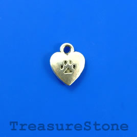 Charm, silver-finished, 10mm heart, love dogs. Pkg of 15.