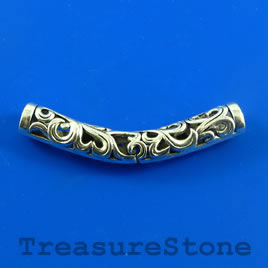 Bead,silver-plated,48mm filigree curved tube. Sold individually.