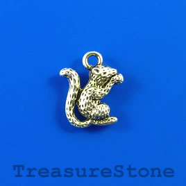 Charm, silver-finished, 14mm squirrel. Pkg of 6.