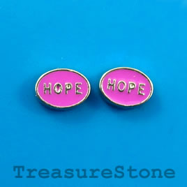 Floating charm, silver-finished, 6x9mm "HOPE". Pkg of 10.