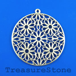 Pendant, silver-finished, 50mm daisy flower. Sold individually.