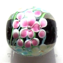 Bead, lampworked glass, 20mm round. Sold individually.