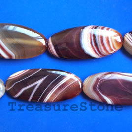 Bead, agate(dyed), flat oval, 25x55mm. 7pcs