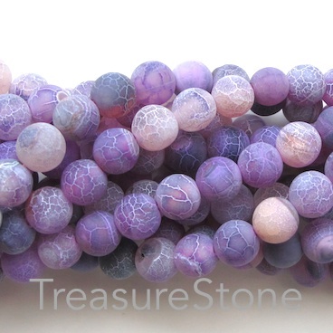 Bead, agate,dyed,purple patterned, 8mm round, matte.14.5",46pcs