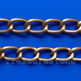 Chain, aluminum, copper, 9x14mm curb - By meter
