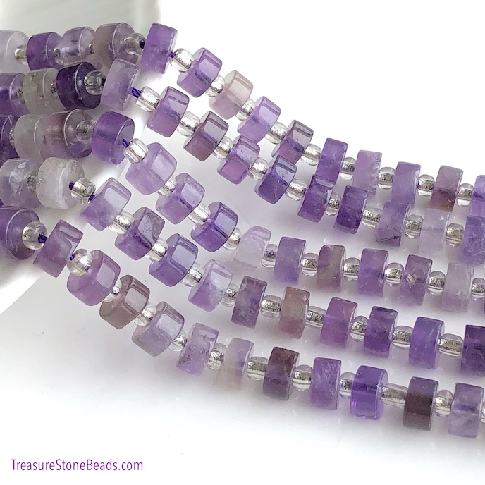 Bead, amethyst, 6x3mm disc. 15-inch, 68pcs