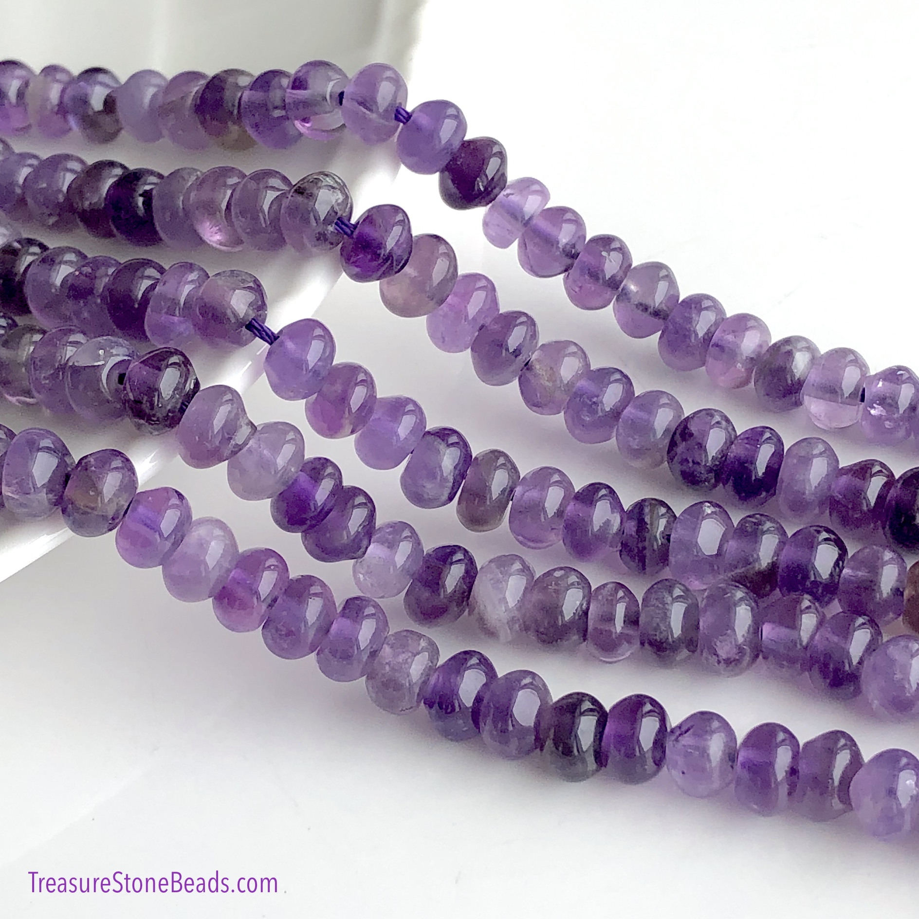 Bead, amethyst, 6x4mm rondelle. 14.5-inch, 85pcs