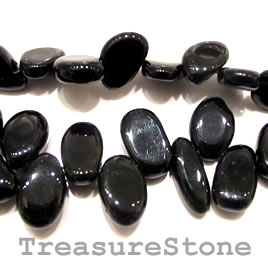 Bead, black Onyx Irregular. about 9x15mm, 16 inch strand.