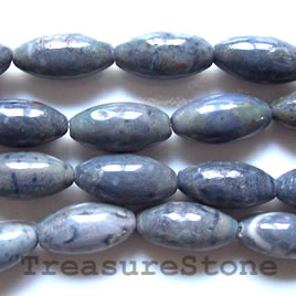 Bead, blue coral, 10x20mm oval. 16 inch strand.